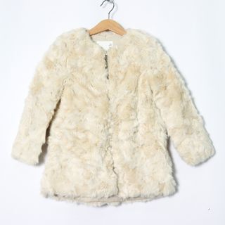 ザラ(ZARA)のザラ ファーコート ノーカラーコート アウター キッズ 女の子用 7size/122cmサイズ ベージュ ZARA(ジャケット/上着)