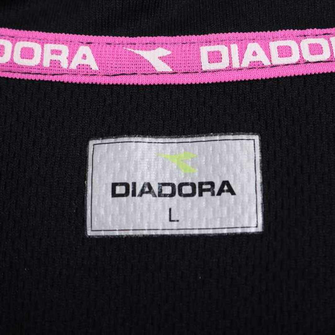 DIADORA(ディアドラ)のディアドラ 半袖ポロシャツ ハイネック ハーフジップ ゴルフウエア レディース Lサイズ ブラック×ピンク Diadora レディースのトップス(ポロシャツ)の商品写真