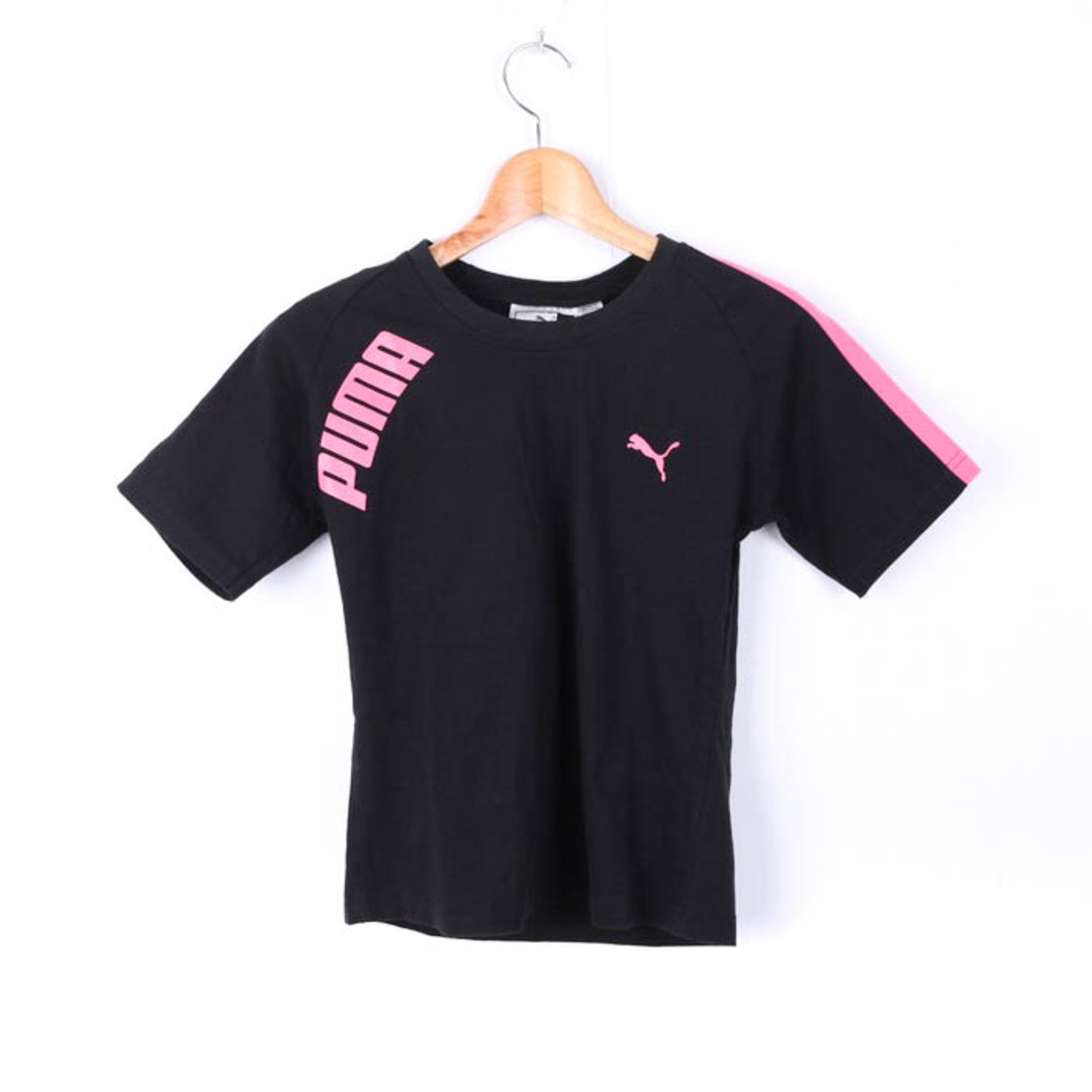 PUMA(プーマ)のプーマ 半袖Tシャツ ロゴT スポーツウエア レディース Mサイズ ブラック×ピンク PUMA レディースのトップス(Tシャツ(半袖/袖なし))の商品写真