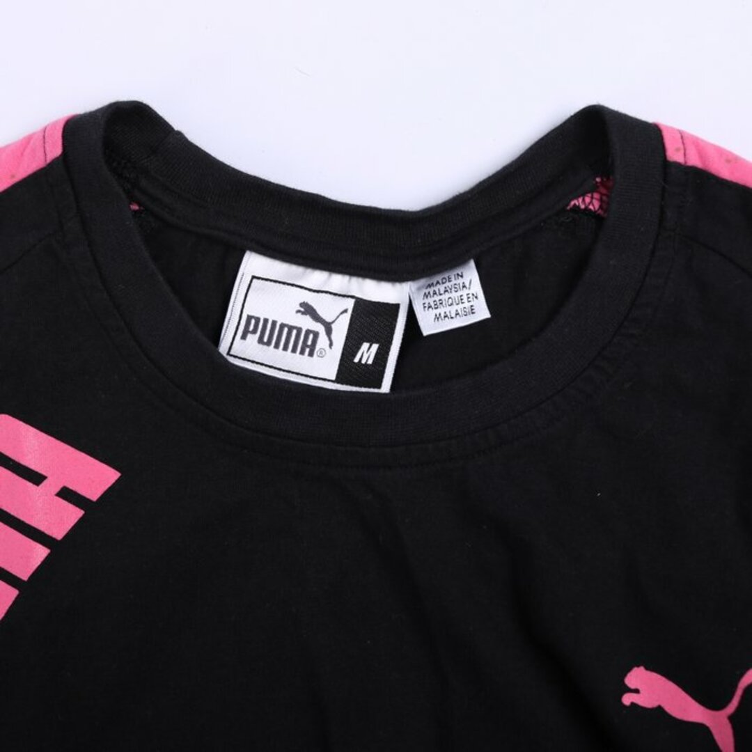 PUMA(プーマ)のプーマ 半袖Tシャツ ロゴT スポーツウエア レディース Mサイズ ブラック×ピンク PUMA レディースのトップス(Tシャツ(半袖/袖なし))の商品写真