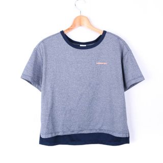 アディダス(adidas)のアディダス 半袖Tシャツ ネオレーベル 胸ロゴ スポーツウエア レディース Sサイズ グレー×ネイビー adidas(Tシャツ(半袖/袖なし))