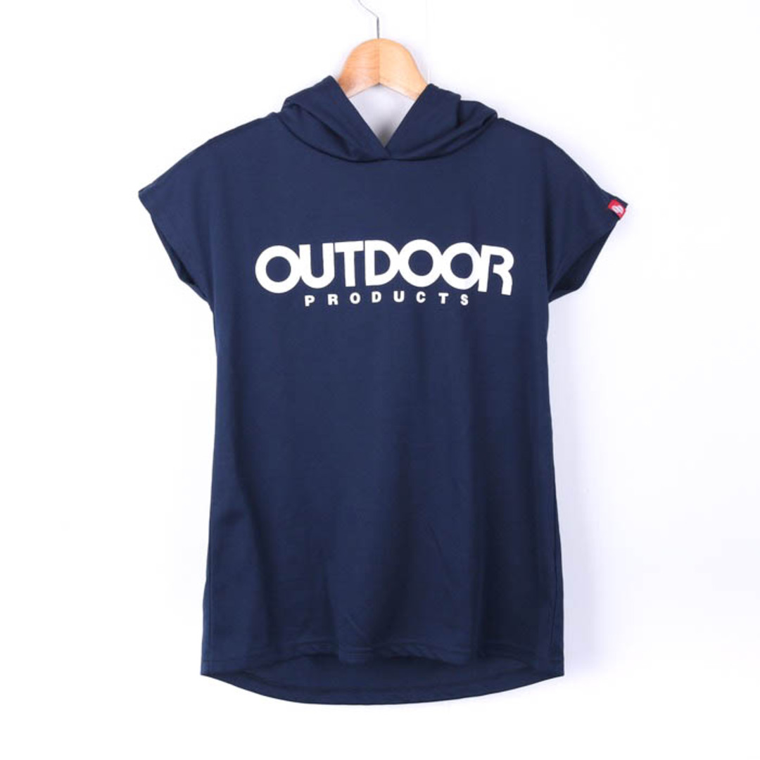 OUTDOOR(アウトドア)のアウトドア 半袖Tシャツ パーカー フード付き ロゴT スポーツウエア レディース Mサイズ ネイビー OUTDOOR レディースのトップス(Tシャツ(半袖/袖なし))の商品写真