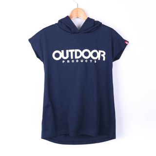 アウトドア(OUTDOOR)のアウトドア 半袖Tシャツ パーカー フード付き ロゴT スポーツウエア レディース Mサイズ ネイビー OUTDOOR(Tシャツ(半袖/袖なし))