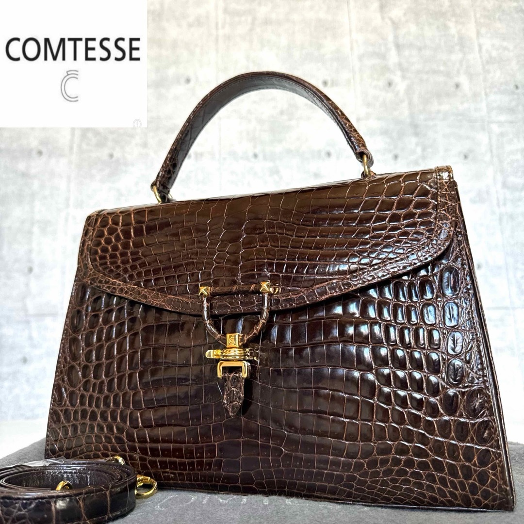 COMTESSE - 【美品】COMTESSE クロコダイル ダークブラウン 2WAY ...