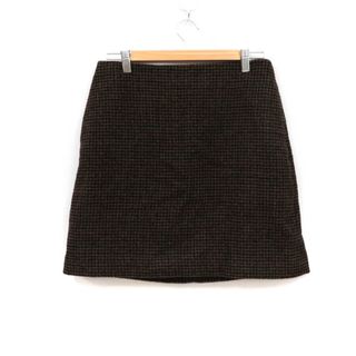 ユニクロ(UNIQLO)のユニクロ ミニスカート チェック柄 ウール混 レディース ｳｴｽﾄ67cm ﾋｯﾌﾟ94cmサイズ ブラウン×パープル UNIQLO(ミニスカート)