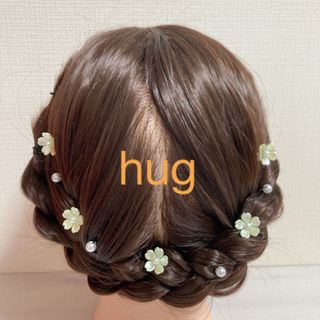 【Uピン】小ぶりな桜とパールのヘアピン　黄色(ヘアピン)