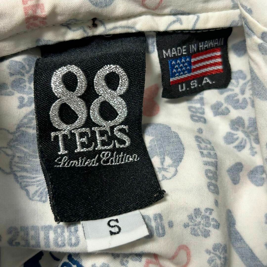 88TEES(エイティーエイティーズ)の【88TEES】コットンボタンダウンシャツ　アロハ　ホワイト　ハワイ製　エステ メンズのトップス(シャツ)の商品写真