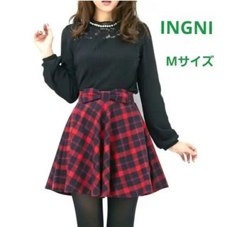 イング(INGNI)の最終セール！着用１回美品！INGNI チェック柄 フレアスカート M イング(ひざ丈スカート)