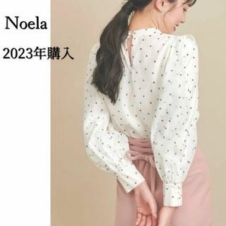 ノエラ(Noela)のお袖のデザインが可愛い♪ バンドカラー　ドットシアーブラウス　フリー　ホワイト(シャツ/ブラウス(長袖/七分))