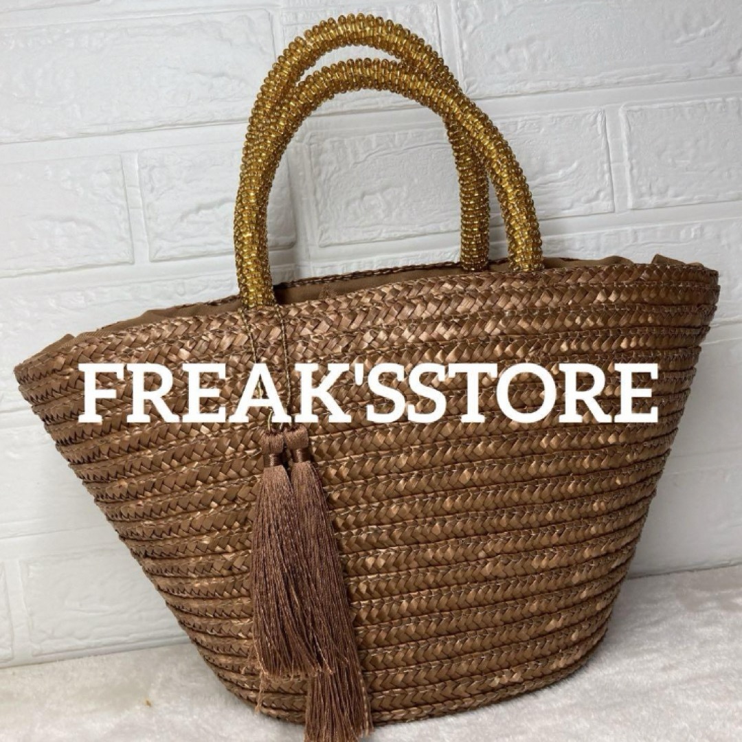 FREAK'S STORE(フリークスストア)の美品　FREAK'S STORE カゴバック　持ち手がゴージャス風呂敷付きで安心 レディースのバッグ(かごバッグ/ストローバッグ)の商品写真