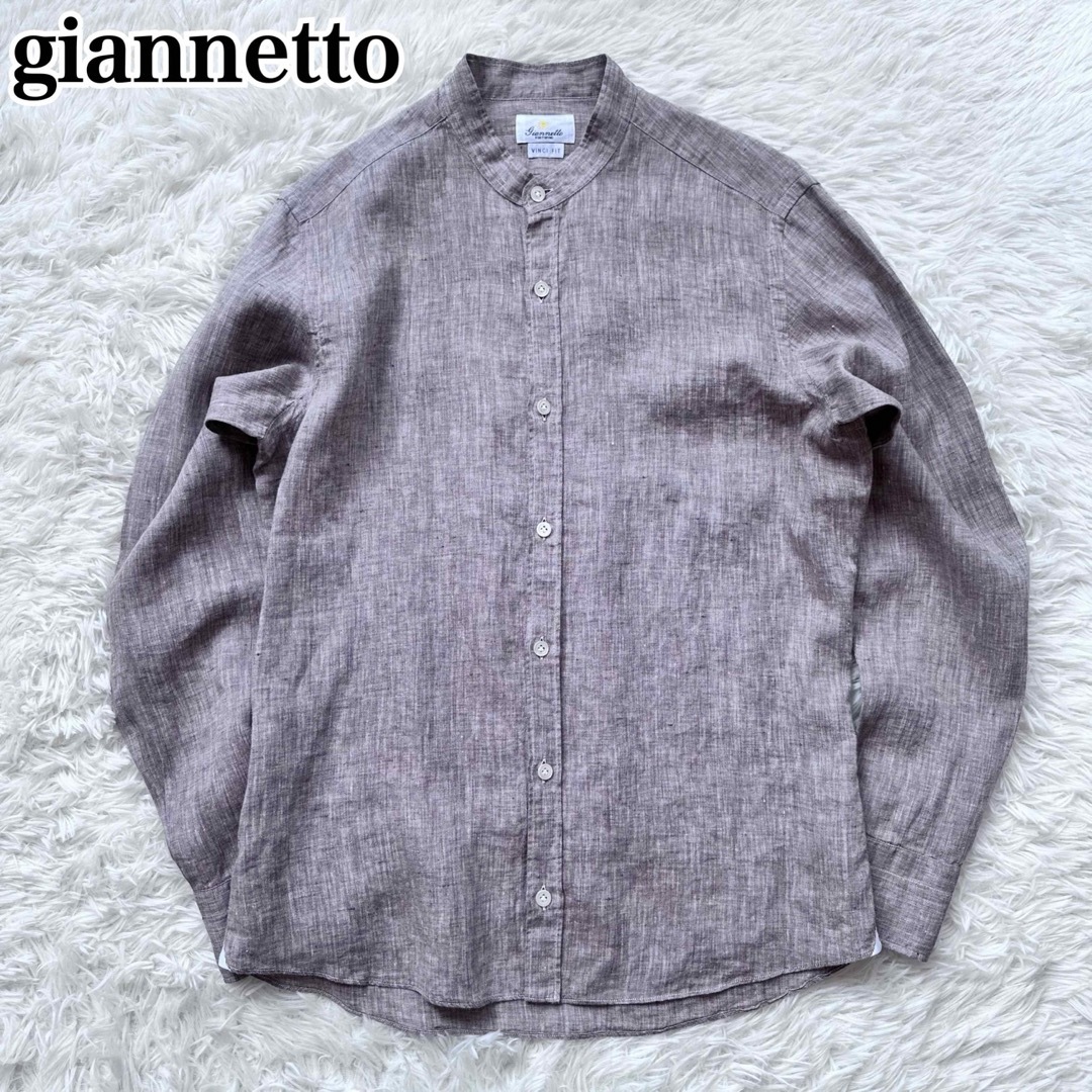 シャツgiannetto リネンシャツ VINCI FIT 麻 リネン100% 38