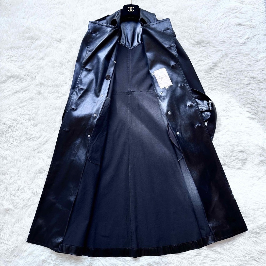 ROPE’(ロペ)のROPE ロペ トレンチコート アセテート ナイロン ベルト付き ブラック 7号 レディースのジャケット/アウター(トレンチコート)の商品写真