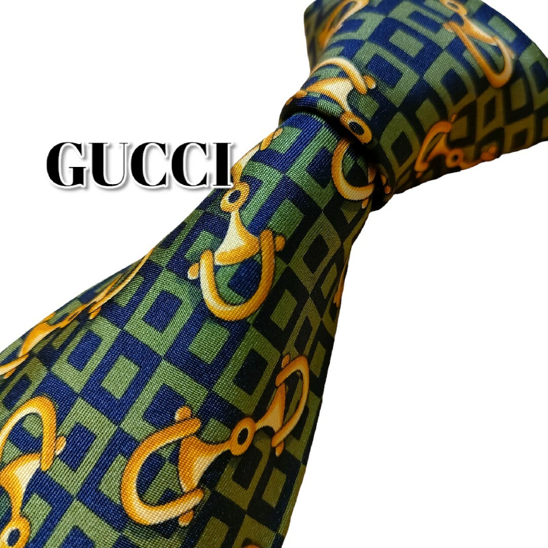 Gucci(グッチ)の★GUCCI★　グッチ　グリーン系　総柄　イタリア製 メンズのファッション小物(ネクタイ)の商品写真