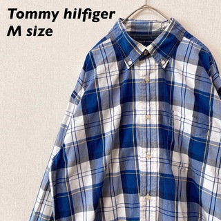 トミーヒルフィガー(TOMMY HILFIGER)のトミーヒルフィガー　長袖シャツ　ボタンダウン　チェック　刺繍ロゴ　男女兼用　M(シャツ)