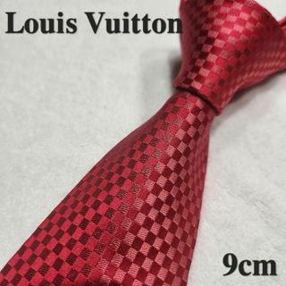 ルイヴィトン(LOUIS VUITTON)の美品【Luis Vuitton】ルイヴィトン　ハイブランドネクタイ　ダミエ　赤(ネクタイ)