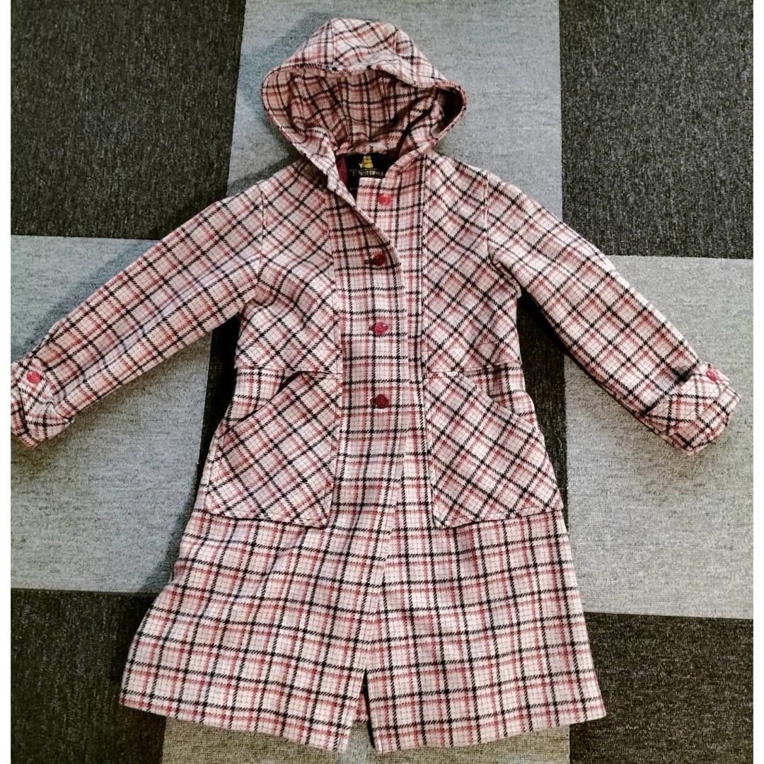 キッズ　チェック柄　ロングコート　ウールコート　ロシア製 キッズ/ベビー/マタニティのキッズ服女の子用(90cm~)(ジャケット/上着)の商品写真