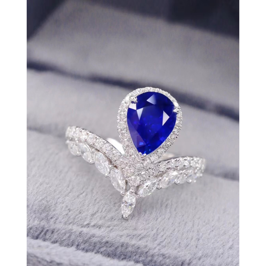 天然 ロイヤルブルーサファイア ダイヤ リング1.46ct k18 ¥ レディースのアクセサリー(リング(指輪))の商品写真