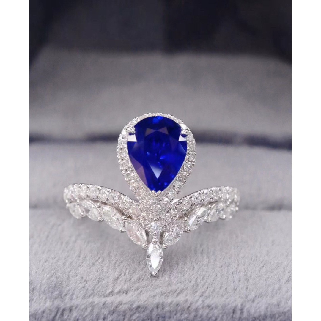 天然 ロイヤルブルーサファイア ダイヤ リング1.46ct k18 ¥ レディースのアクセサリー(リング(指輪))の商品写真