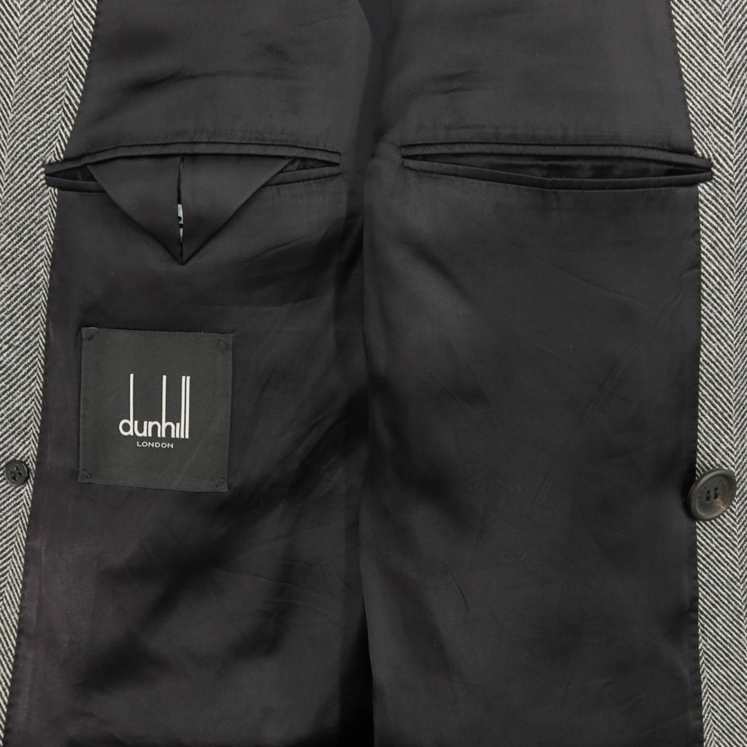 Dunhill(ダンヒル)の【中古】ダンヒル Dunhill ウール ヘリンボーン ダブルブレストコート ブラックxホワイト【サイズ46】【メンズ】 メンズのジャケット/アウター(チェスターコート)の商品写真