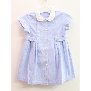 ミキハウス(mikihouse)の【新入荷!】▲ミキハウス/mikihouse▲90cm 半袖ワンピース 水色系 ストライプ フォーマル お受験 お稽古 見学会 説明会 通園 入園式 冠婚葬祭【中古】子供服 キッズ kids ベビー服 baby 女の子 fml 421042(ワンピース)