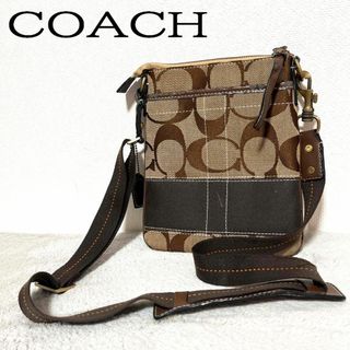 コーチ(COACH)の美品✨COACH コーチショルダーバッグハンドバッグブラウン茶シグネチャー総柄(ショルダーバッグ)