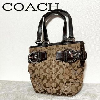 コーチ(COACH)の美品✨COACH コーチハンドバッグトートバッグブラウン茶シグネチャー総柄(トートバッグ)