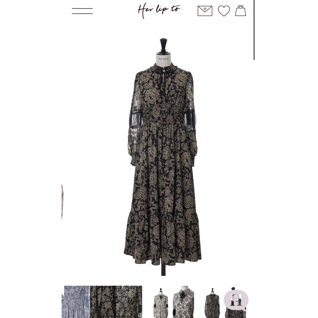 Her lip to(ハーリップトゥ)の【限定値下げ】Winter Floral Long-sleeve Dress   レディースのワンピース(ロングワンピース/マキシワンピース)の商品写真