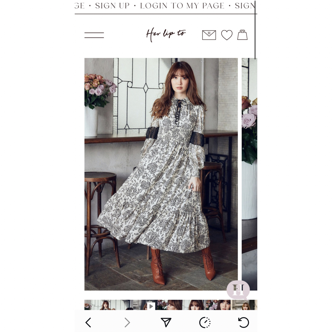 Her lip to(ハーリップトゥ)の【限定値下げ】Winter Floral Long-sleeve Dress   レディースのワンピース(ロングワンピース/マキシワンピース)の商品写真