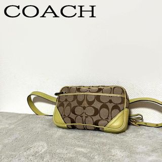 コーチ(COACH)の美品✨COACH コーチハンドバッグトートバッグブラウン茶イエロー黄シグネチャー(トートバッグ)