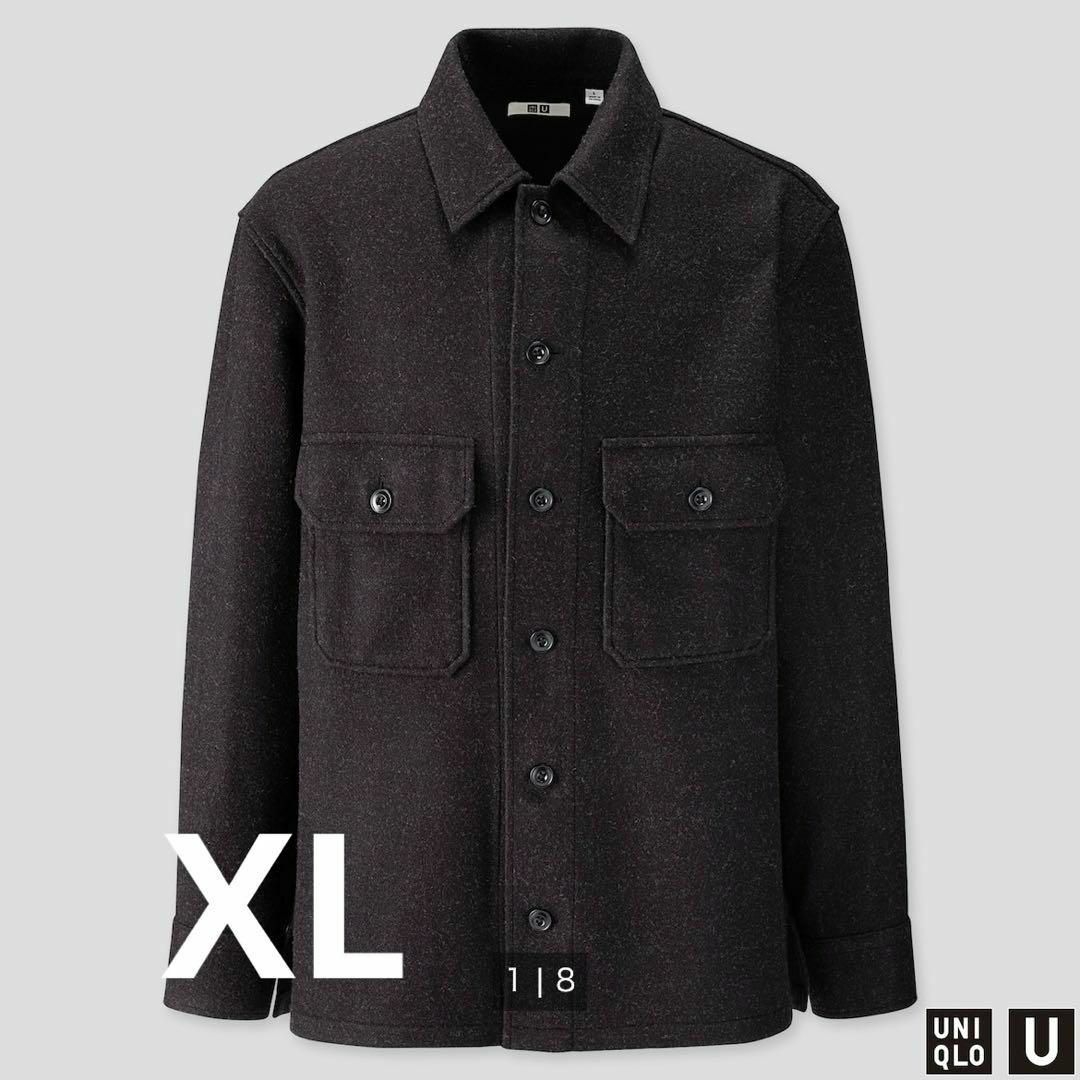 UNIQLO(ユニクロ)のUNIQLO U フリースシャツジャケット　XL ダークグレー メンズのジャケット/アウター(ブルゾン)の商品写真