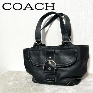 コーチ(COACH)の美品✨COACH コーチセミショルダーバッグトートバッグレザーブラック黒(ショルダーバッグ)