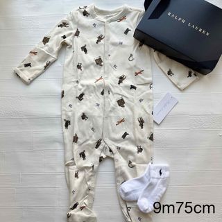 ラルフローレン(Ralph Lauren)の9m75cm 長袖　ロンパース　クリーム　乗馬マルチベア　ラルフローレン(ロンパース)