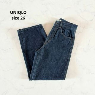 ユニクロ(UNIQLO)の【美品】サイズ26 UNIQLO ワイドフィットカーブジーンズ デニムパンツ(デニム/ジーンズ)