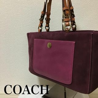 コーチ(COACH)の美品✨Coachコーチセミショルダーバッグトートバッグパープル紫(ショルダーバッグ)