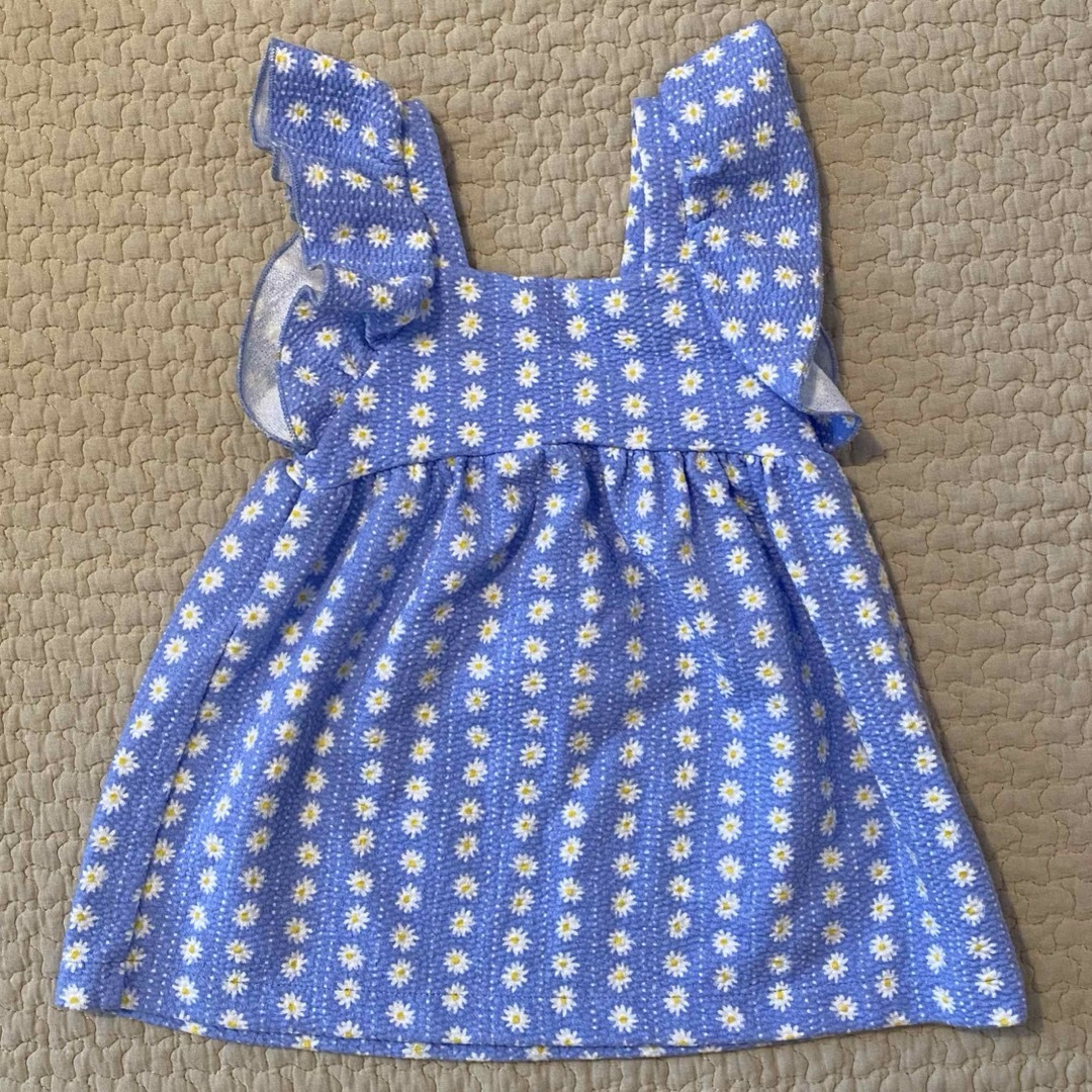 ZARA KIDS(ザラキッズ)の【ZARA】フラワー柄ジャガードワンピース　青 キッズ/ベビー/マタニティのベビー服(~85cm)(ワンピース)の商品写真