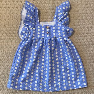 ZARA KIDS - 【ZARA】フラワー柄ジャガードワンピース　青