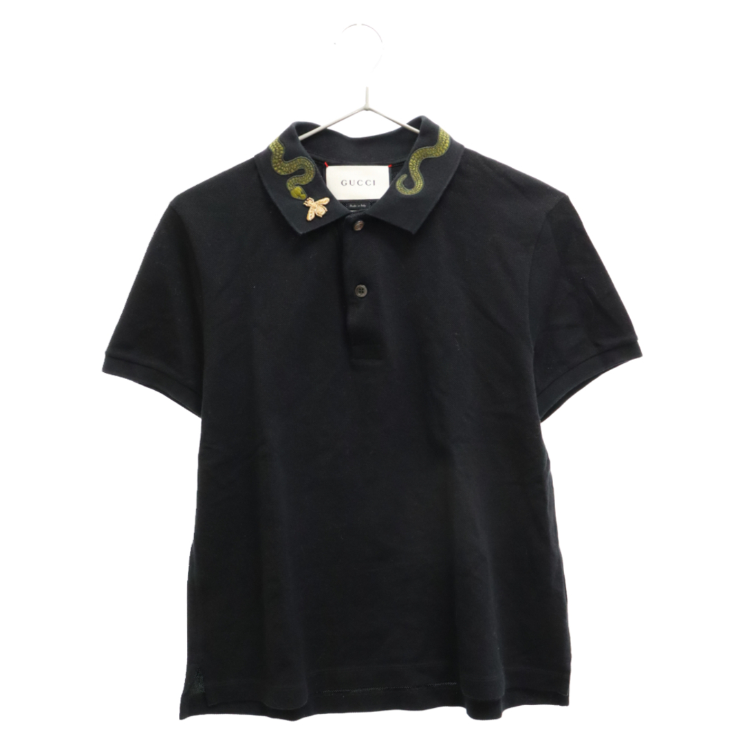 イタリアLグッチ 黒 ニットポロシャツ GGマーク L（小さめ） - ポロシャツ