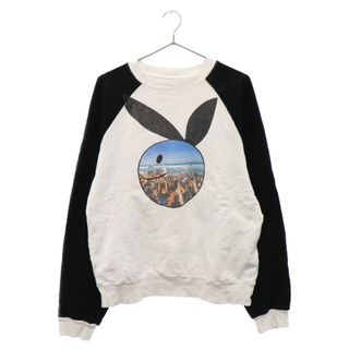 キャピタル(KAPITAL)のKAPITAL キャピタル Coneybowy Surf 2 Tones Raglan Crewneck サーフプリント クルーネックスウェットトレーナー ホワイト/ブラック(スウェット)