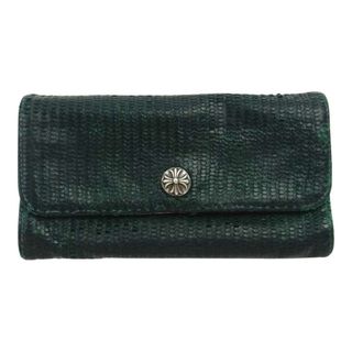 クロムハーツ(Chrome Hearts)のCHROME HEARTS クロムハーツ（原本無） ウォレット WALLET JUDY CROSS BUTTON ジュディ ノベルティ クロスボールボタン スクロールラベル ウォレット 長財布  グリーン系【中古】(長財布)