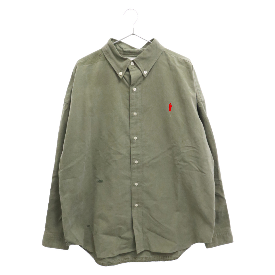 READY MADE レディメイド 21AW Over Size Shirt RE-CO-KH-00-00-139 ボタンダウンオーバーサイズ長袖シャツ カーキ675センチ袖丈