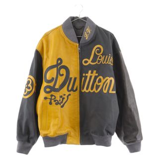 ルイヴィトン(LOUIS VUITTON)のLOUIS VUITTON ルイヴィトン 23SS 1AB989 ミックスキャンバスレザーボンバー バイカラージップアップジャケット マスタード/グレー RM231 XS0 HOL76E(フライトジャケット)