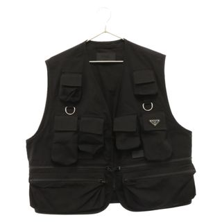 PRADA プラダ 24SS UTILITY CROP VEST 受注会限定 コットン生地 ユーティリティベスト トライアングルプレート ノースリーブ SGC499 SWM0 ブラック