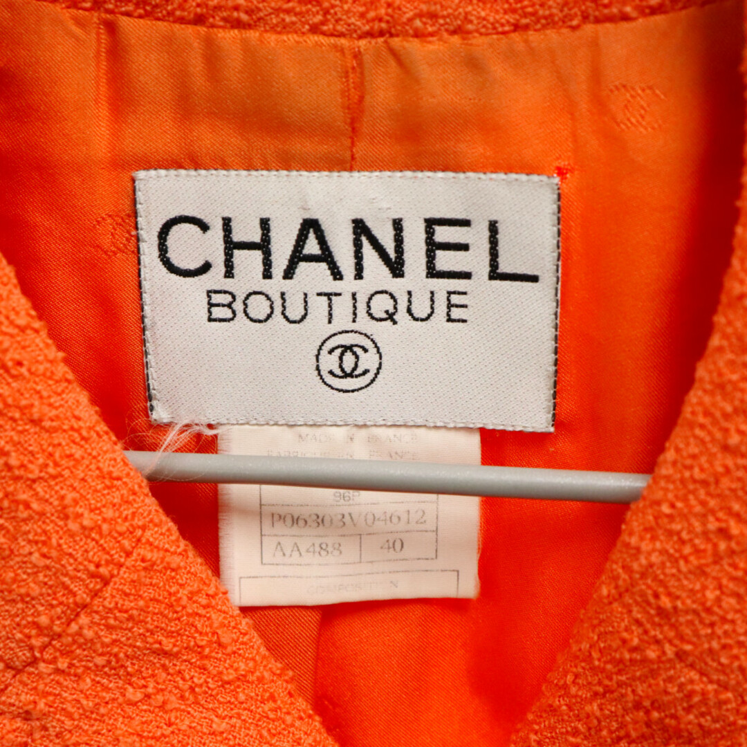 CHANEL(シャネル)のCHANEL シャネル グリポアボタン ツイード ダブルジャケット P06303V04612 オレンジ レディースのジャケット/アウター(その他)の商品写真