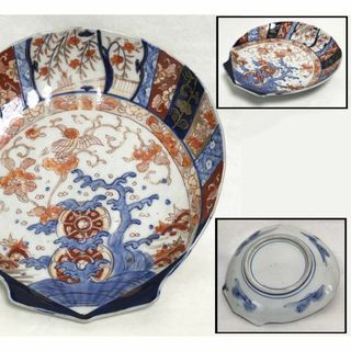 古伊万里 金彩色絵 珍獣 花鳥図 飾貝皿 ウブ品 伝世品 入手困難WWTT161(陶芸)