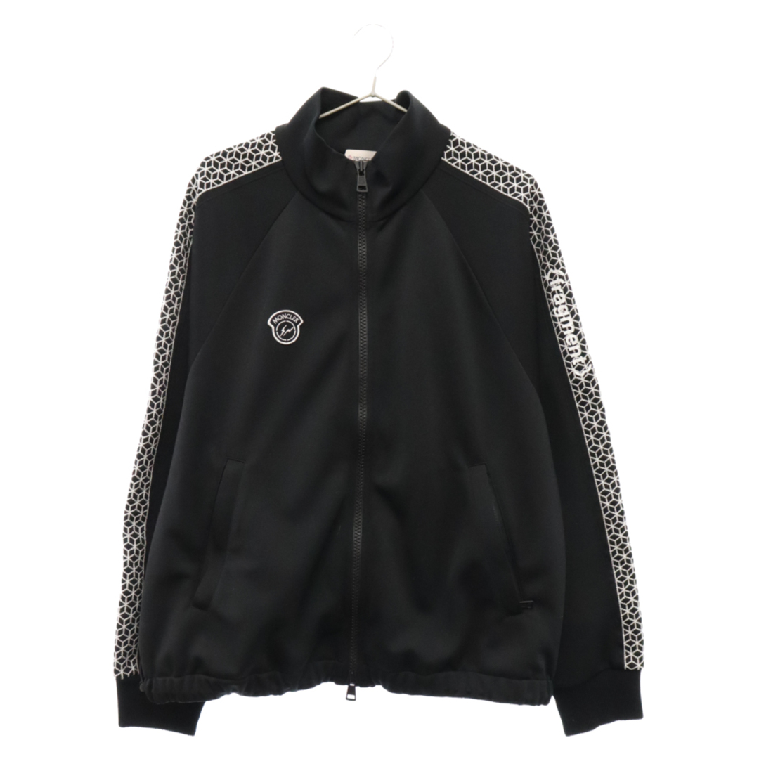 MONCLER(モンクレール)のMONCLER モンクレール 21AW×GENIUS FRAGMENT MAGLIA CARDIGAN F209U8G70710 幾何学サイドステッチ ジップトラックジャケット ジャージ ブラック メンズのジャケット/アウター(フライトジャケット)の商品写真