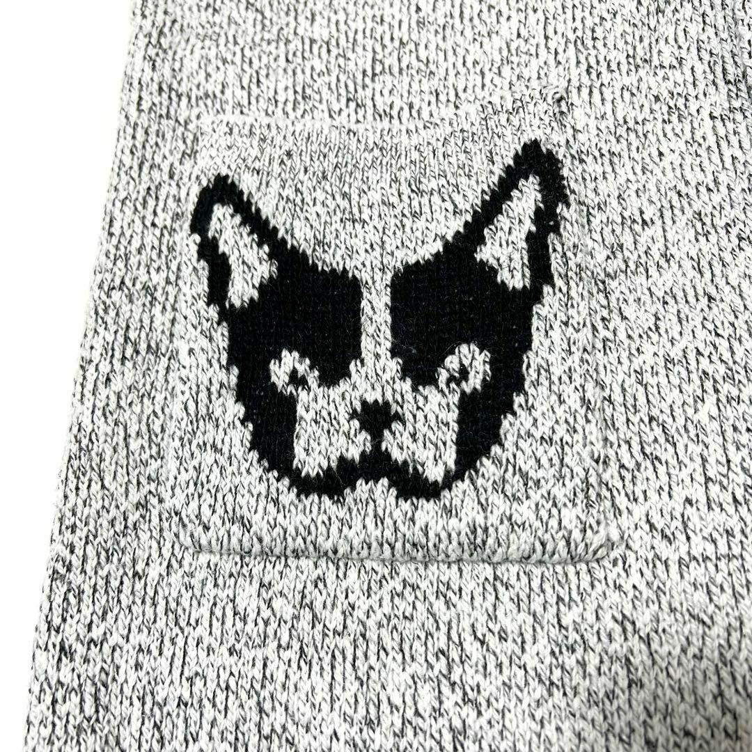 ロングカーディガン 犬 ハイゲージ ブラック ホワイト モノクロ フリーサイズ レディースのトップス(カーディガン)の商品写真
