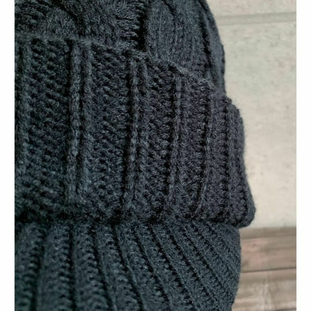 送料込 大きいサイズ ケーブル編み ニット キャスケット Lサイズ ゆったり 黒 メンズの帽子(キャスケット)の商品写真