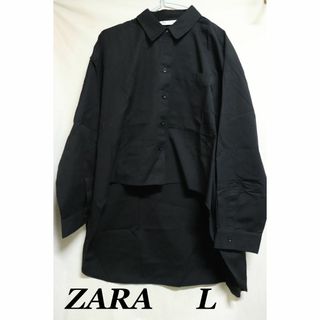 ザラ(ZARA)のプロフ必読ZARAブラックデザインブラウス/goodデザインカッコいい良品L(シャツ/ブラウス(長袖/七分))