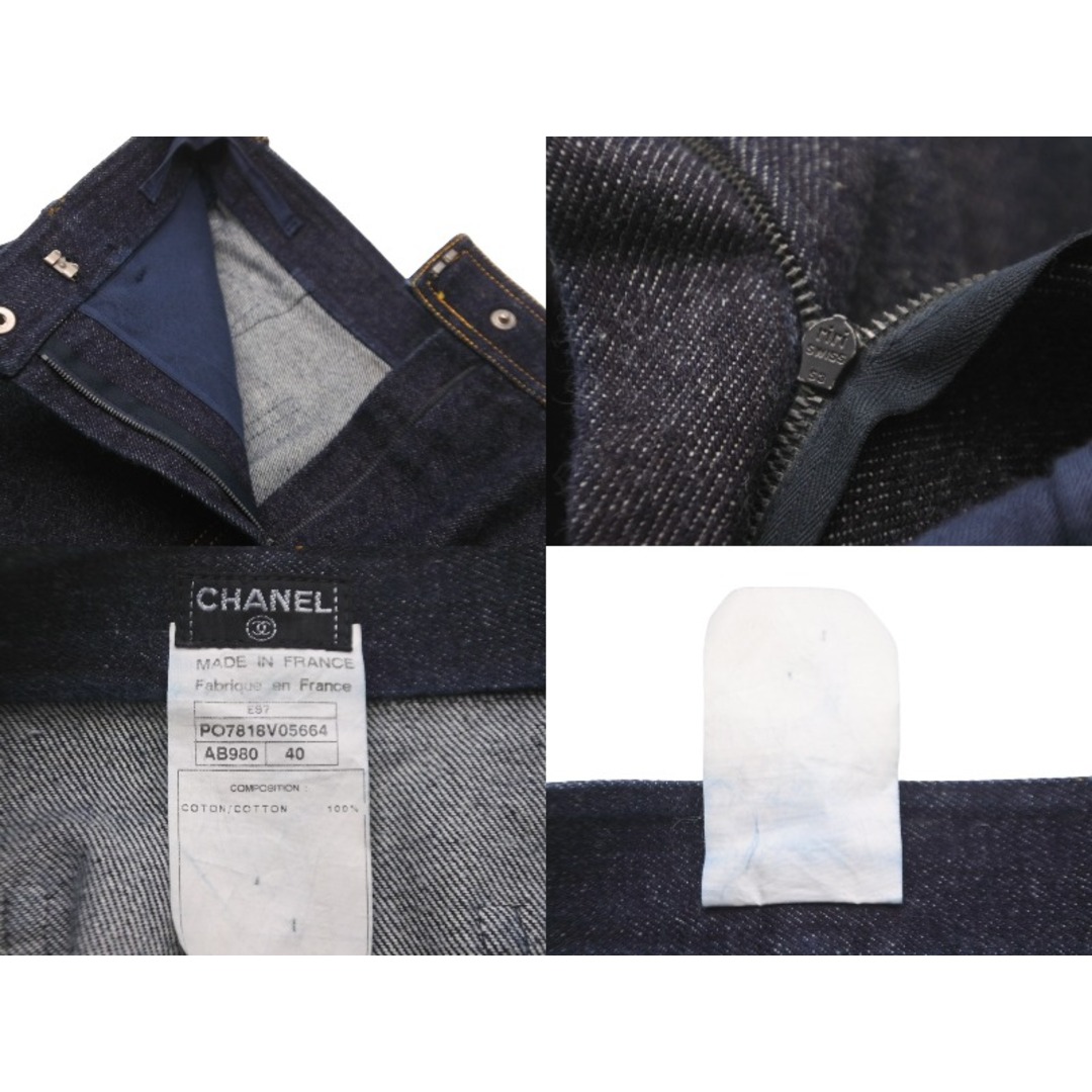 CHANEL(シャネル)のCHANEL シャネル ショートパンツ スカート ココマーク デニム ネイビー コットン サイズ40 P07818V05664 美品 中古 59736 レディースのパンツ(ショートパンツ)の商品写真