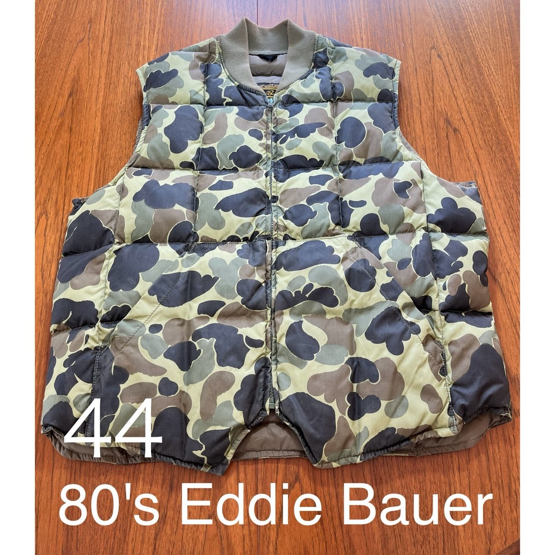 Eddie Bauer - 貴重！迷彩！80's Eddie Bauer ダウンベスト 黒タグ 